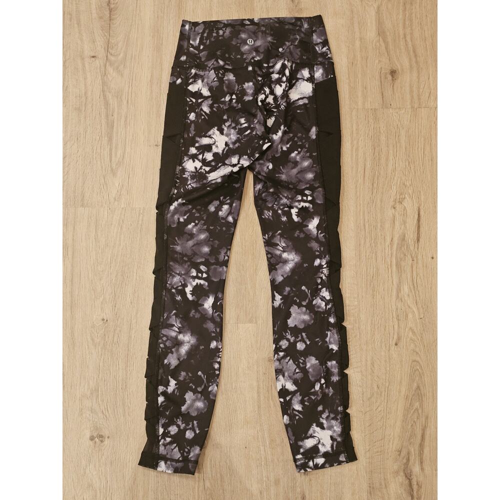 Lululemon 4 Sunshine Salutation Dusk Dye White Black Mesh Legging